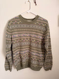 Green knit sweater, front view