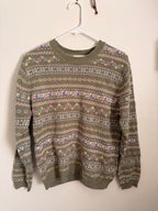 Green knit sweater, front view