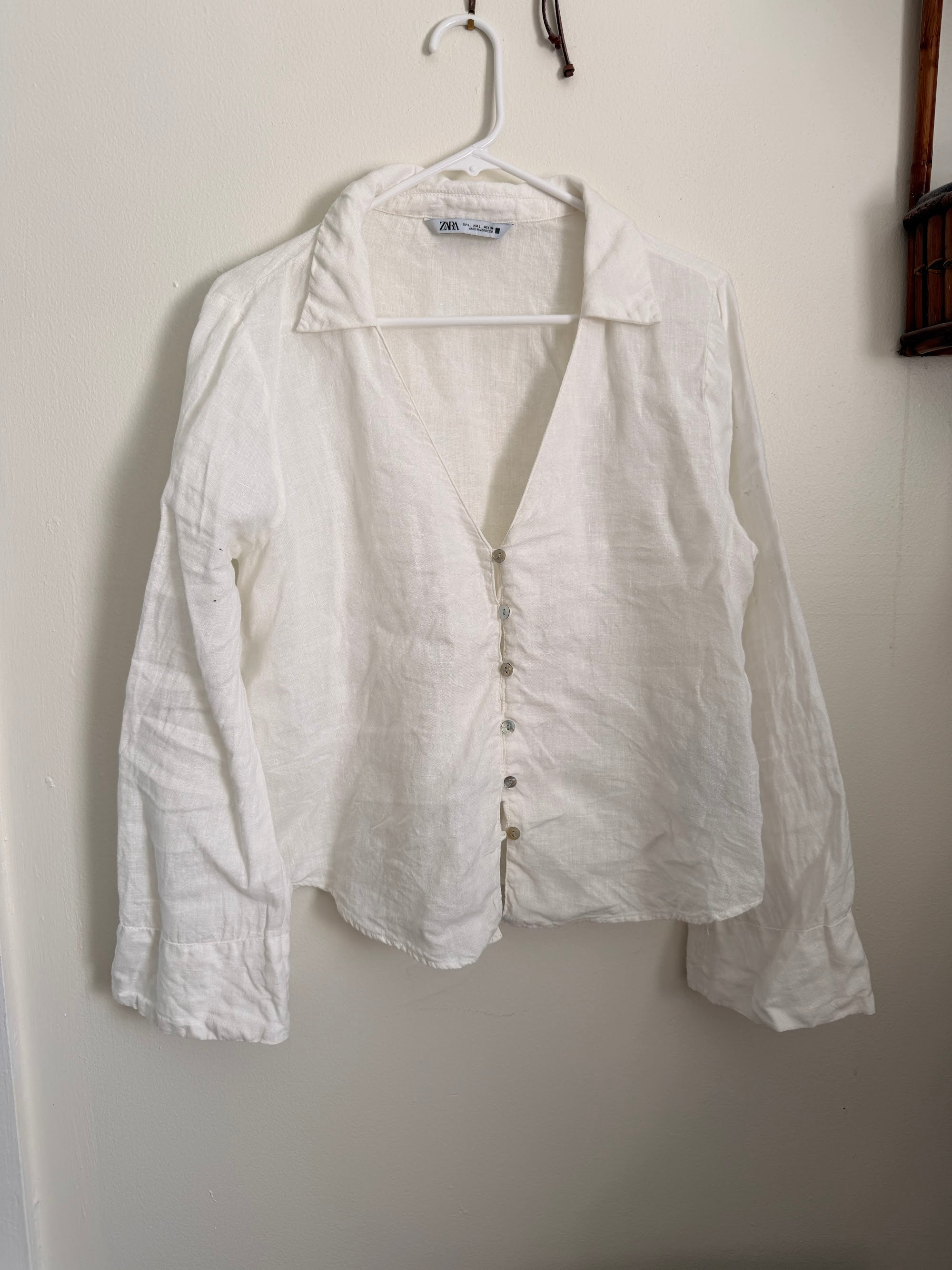 Zara white cardigan, front view